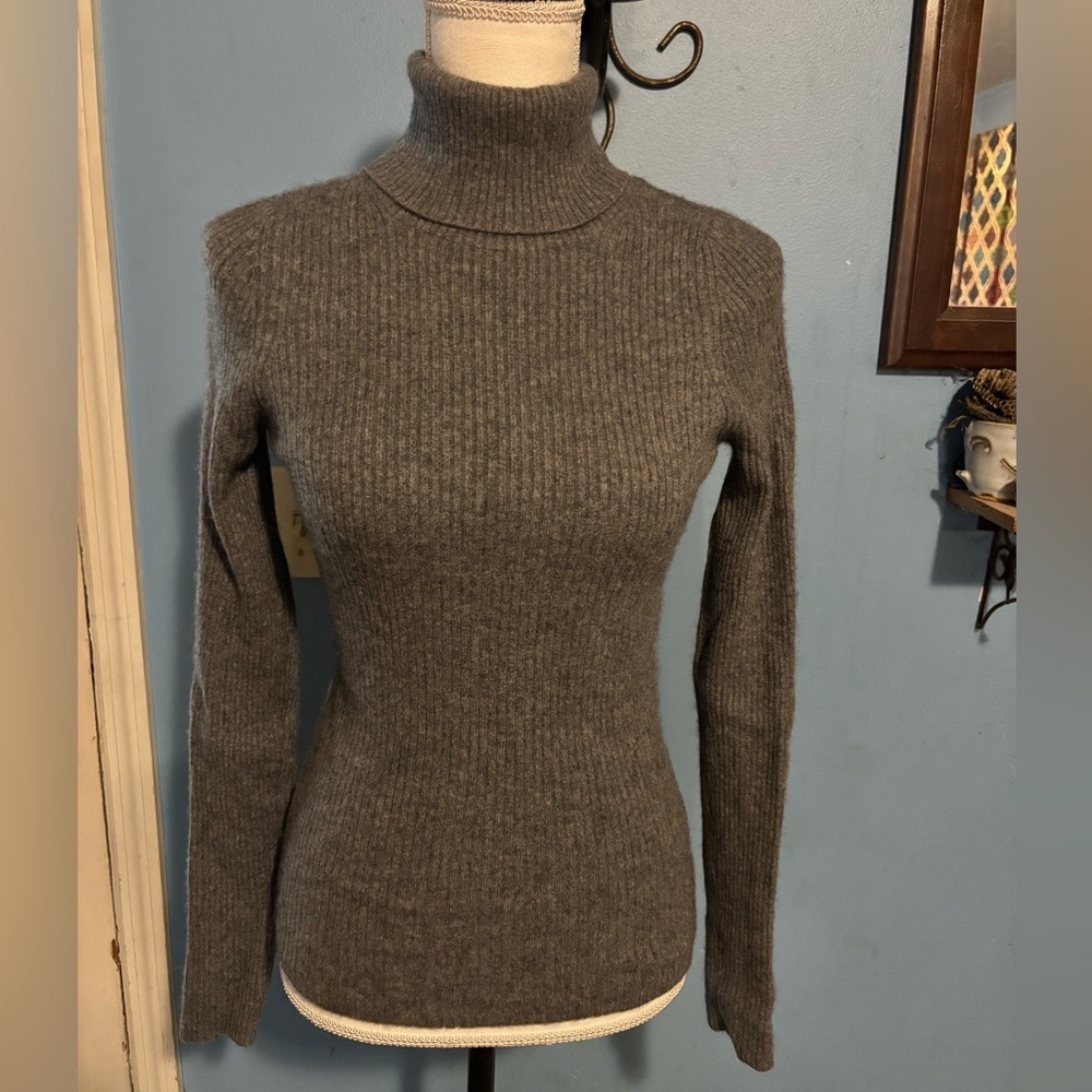 Aqua, Ribbed, Cashmere, Turtleneck, Sweater